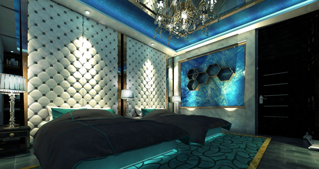 The two-bed suite proposed interior design under the House of Aqua theme.