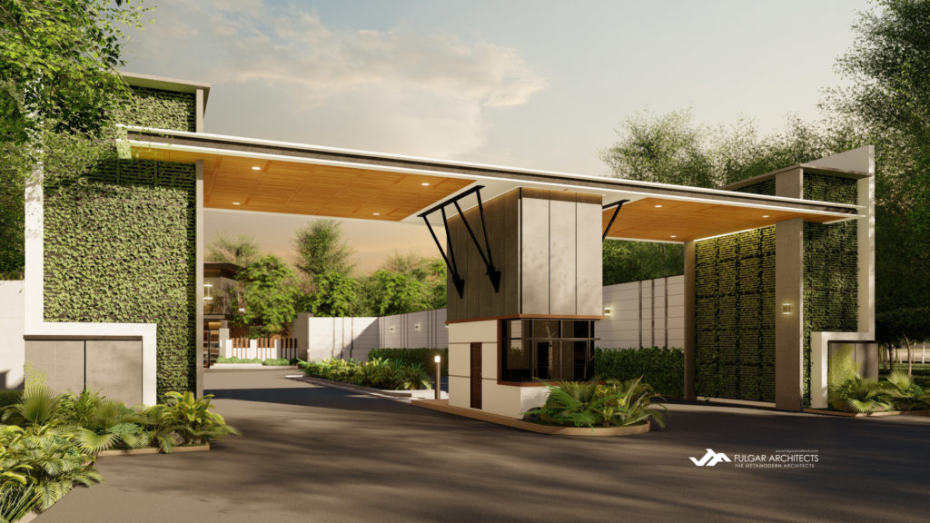 The security gateway of the proposed modern townhouse design for Roccan Estates.