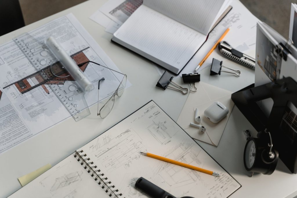 Architectural studies, drawings, sketches, and tools of the professional practice.