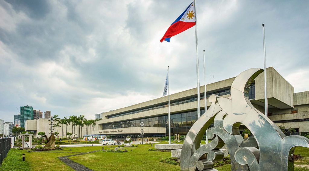 The Philippine International Convention Center, built on reclaimed land near Manila Bay by architect Leandro Locsin, is Asia's first international convention center.