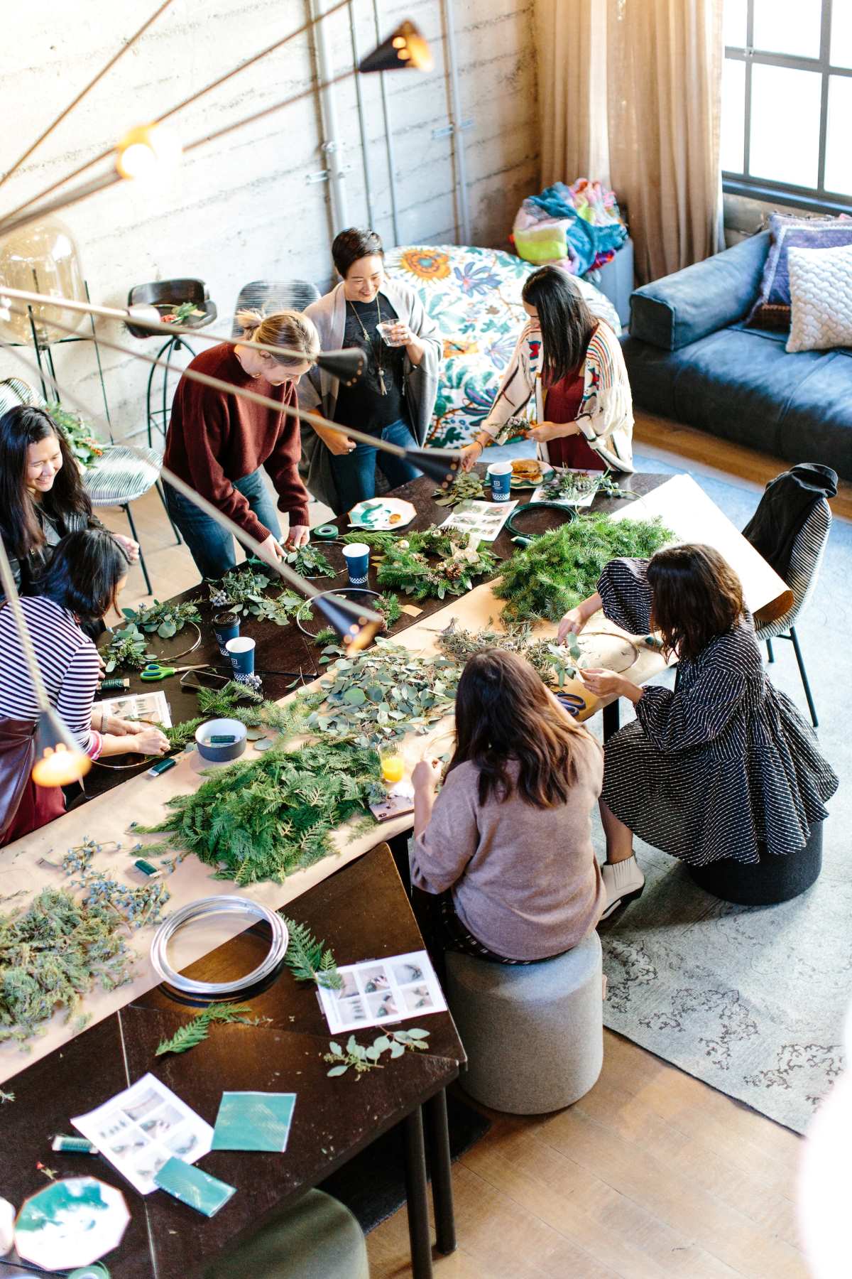 Females selecting foliage in Tagaytay as part of a family or corporate function.