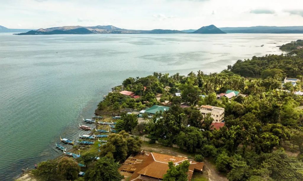Aerial view of Taal Lake and Volcano showing options for bed and breakfast places in Tagaytay City