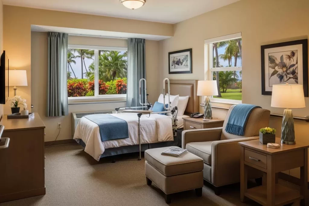 A spa and wellness center interior with soft lighting, natural materials, treatment tables, indoor greenery, and tranquil design elements is shown as a space that promotes relaxation, meditation, and holistic therapies.