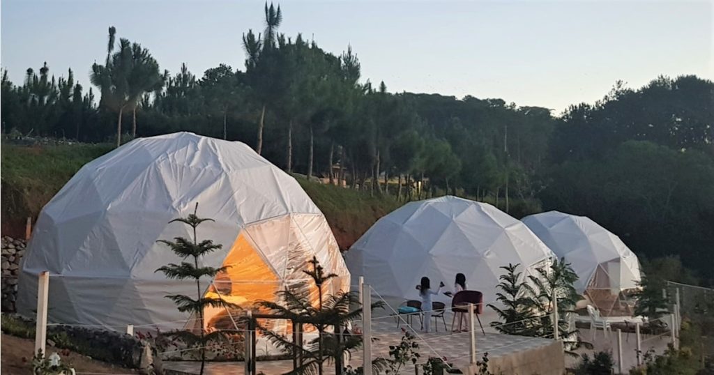 Glamping tents at Taglucop Strawberry Hills, located in one of the farms of Bukidnon.