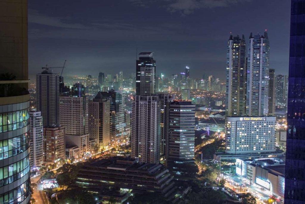 Aerial perspective of the expansive township development in Ortigas, illustrating adherence to building height limit in the region.