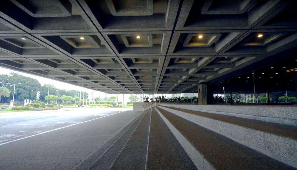 The large overhang as a midcentury modern style at the Philippine International Convention Center (PICC).