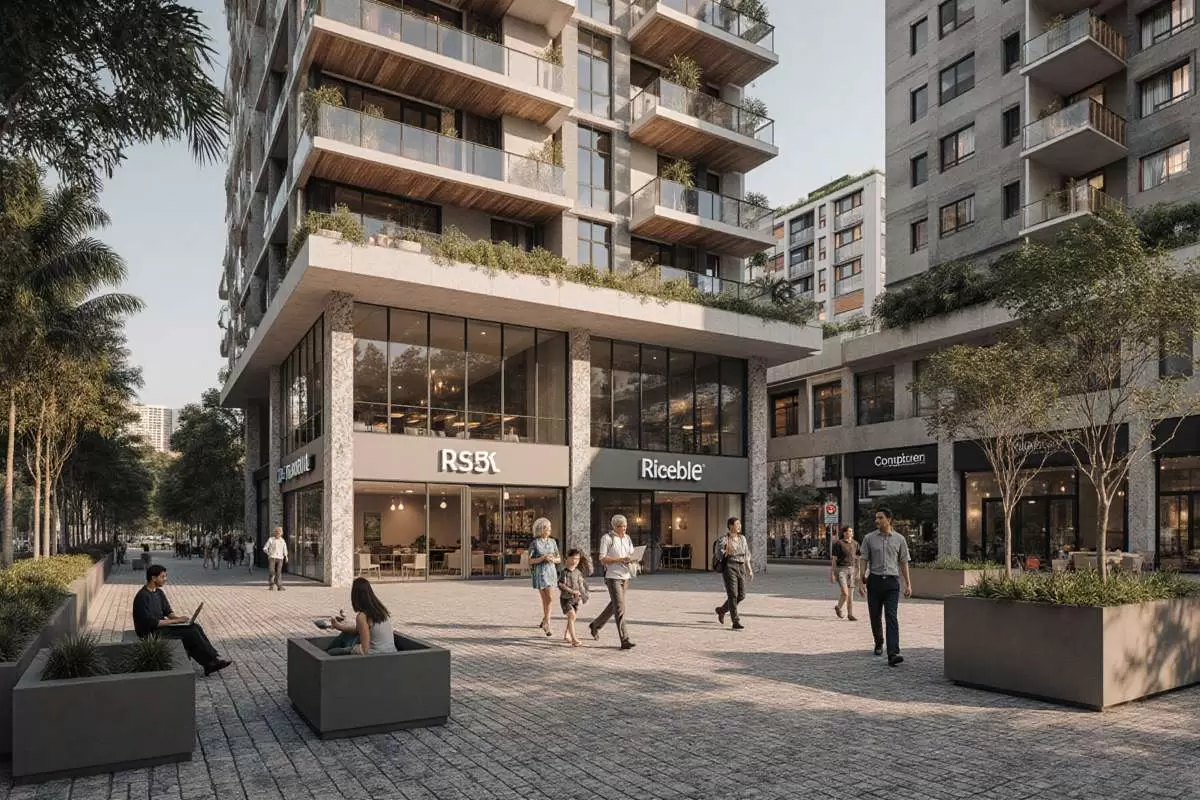 Adaptive mixed-use development with convertible exterior spaces showing how flexibility in design sustains long-term relevance.