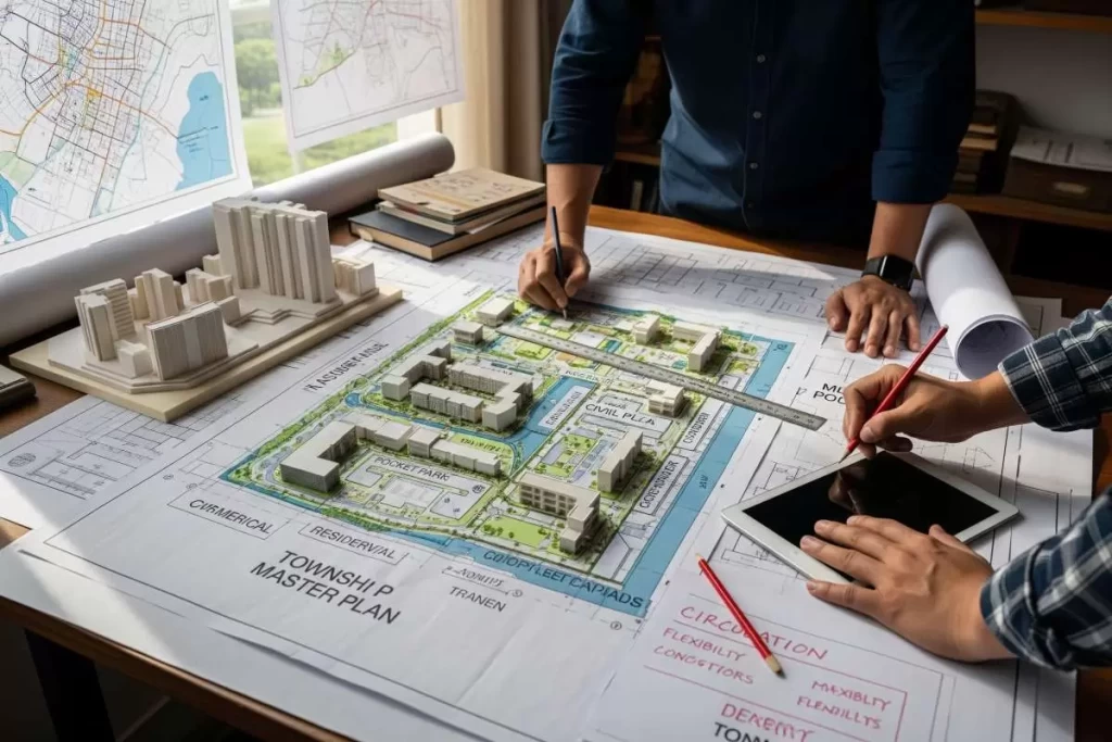 Architect in the Philippines reviewing mixed-use district design in the Philippines showing how functionality, sustainability, and market alignment work together in urban planning.
