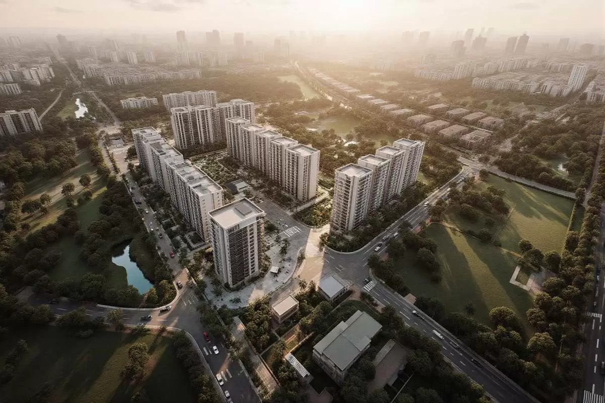 Street-level mixed-use block in the Philippines balancing compact density with buffers and circulation for maximizing land use.